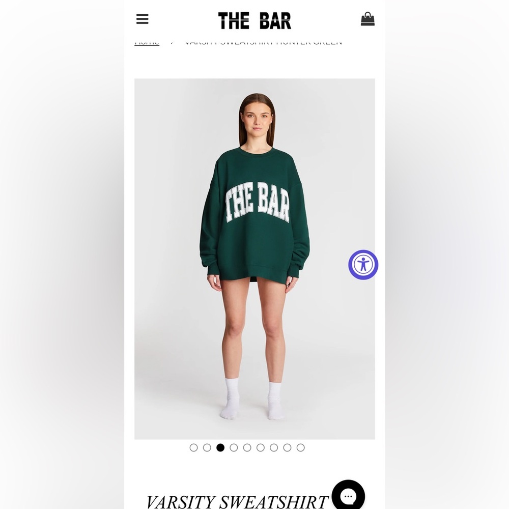 HUNTER GREEN THE BAR VARSITY SWEATSHIRT